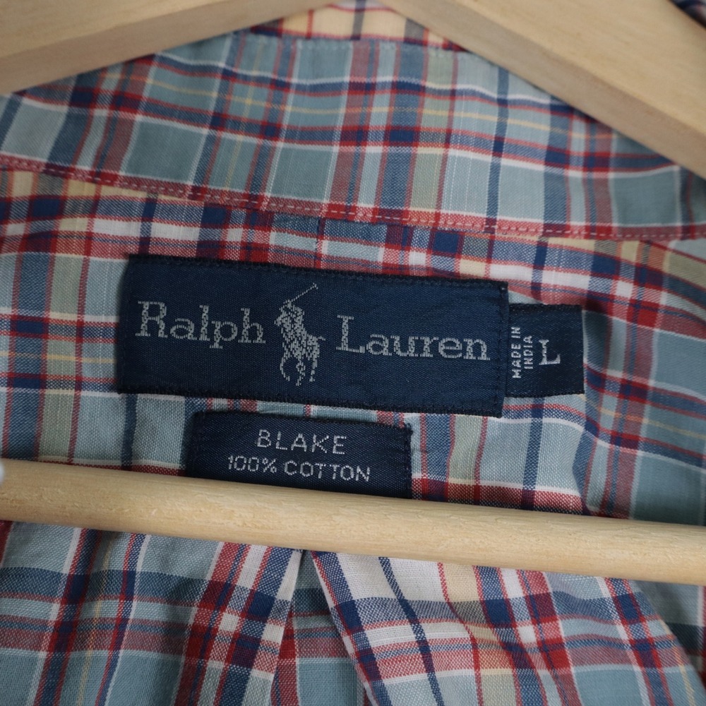vintage ralph lauren blake shirt oversized blue plaid mens l - Picture 5 of 7